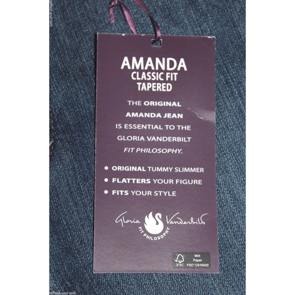 New Gloria Vanderbilt Denim Jeans S 6 Amanda Classic Fit Tapered Tummy Slimming - Picture 6 of 8